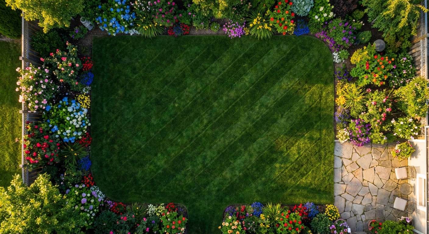 Aerial home exterior image for landscaping and snow service proof